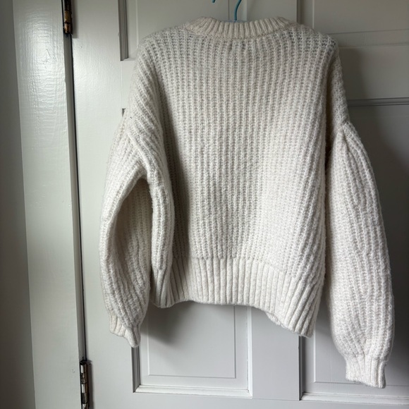 a new day Chunky Cream Crew Neck Bubble Sleeve Knit Sweater Size S - Picture 4 of 4